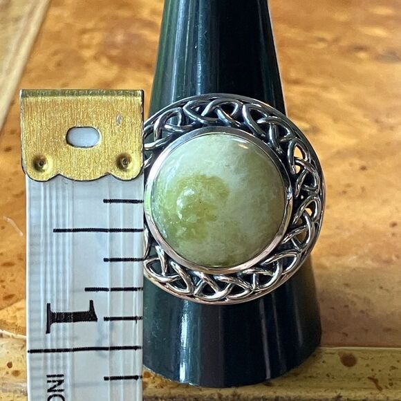 Connemara Marble Sterling Silver Cocktail Ring Size 10 - Picture 7 of 9